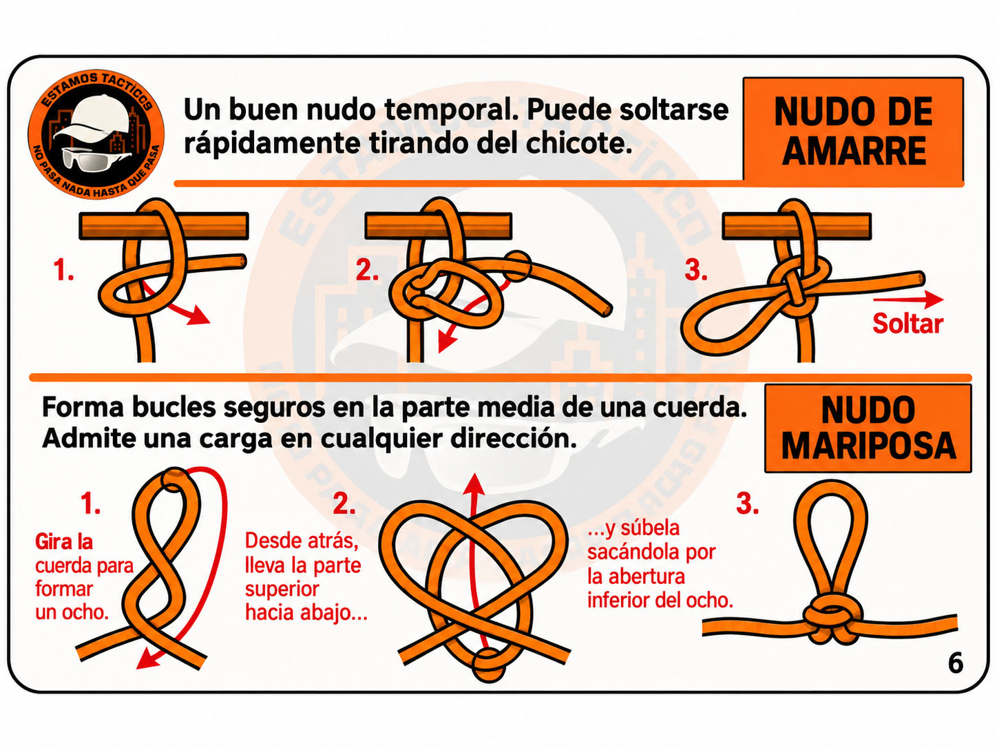 Nudo de amarre y nudo mariposa