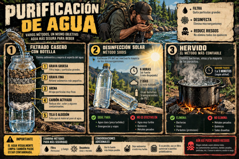 Cómo potabilizar agua con lo básico: botella, sol y fuego