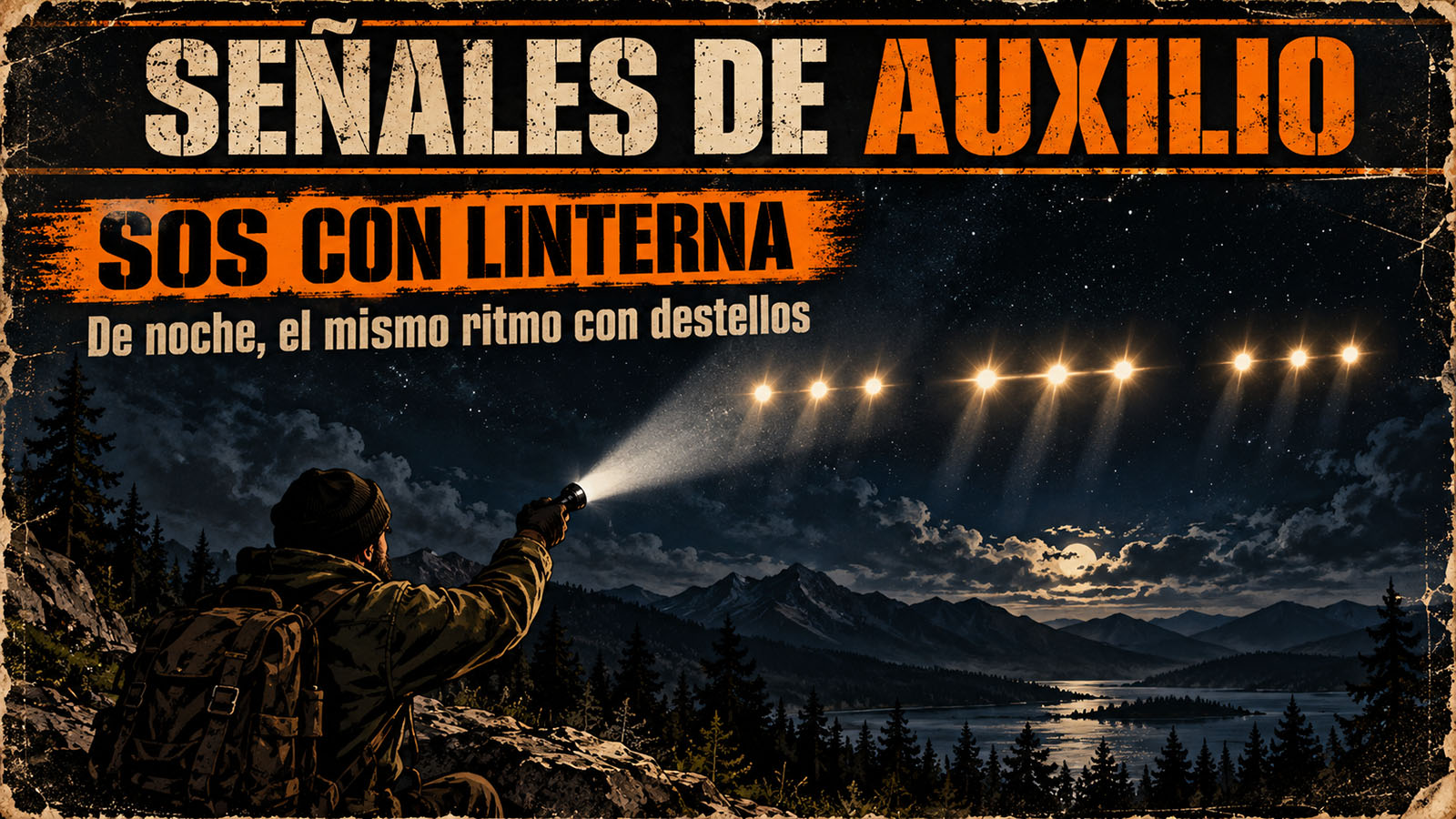SOS con linterna de noche