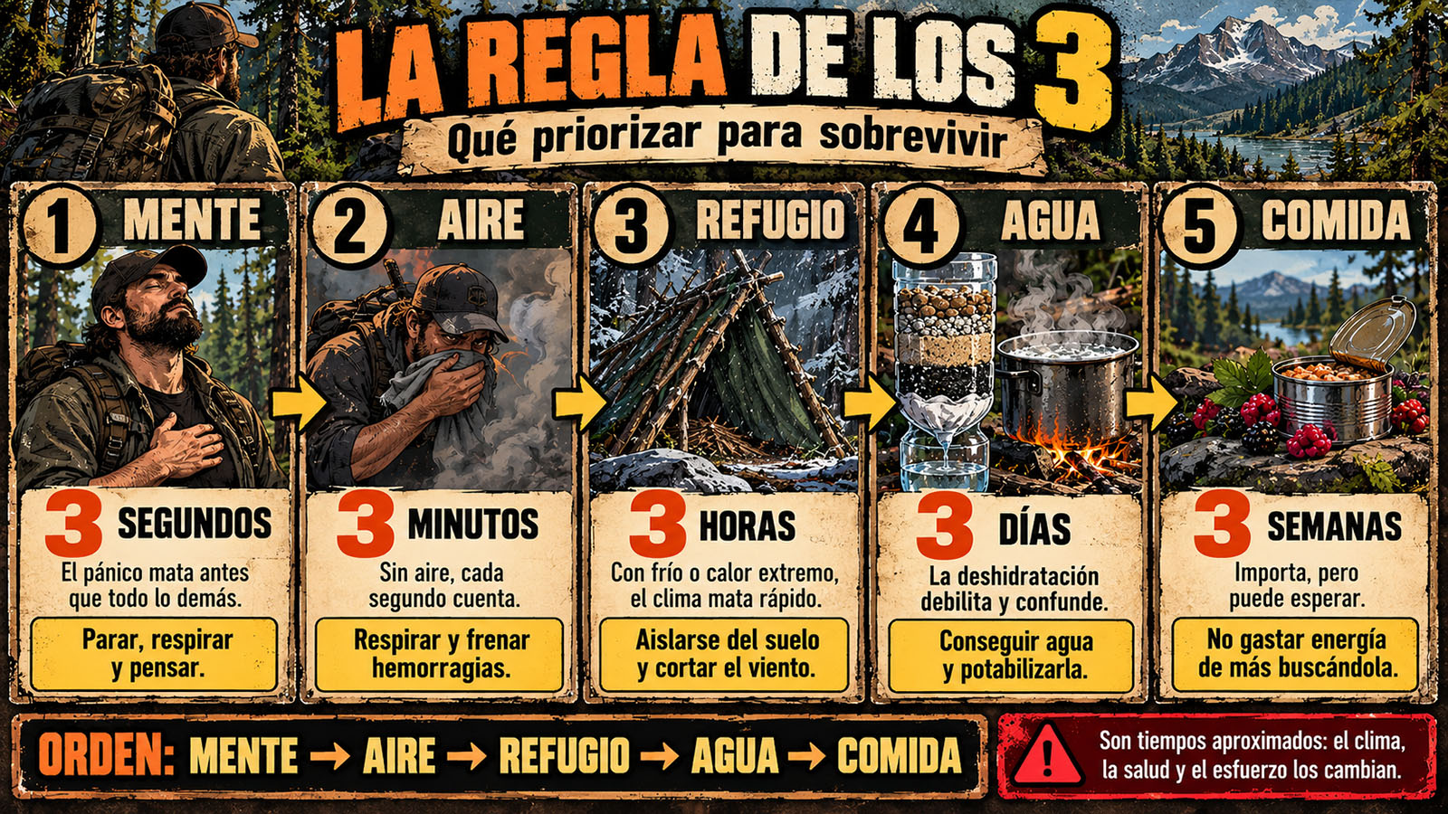La regla de los 3: qué priorizar para sobrevivir