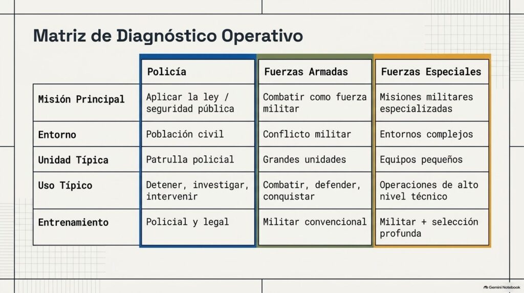 Matriz: Policía, Fuerzas Armadas y Fuerzas Especiales