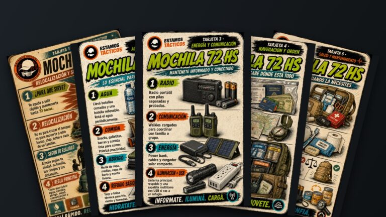 Pack de 5 tarjetas: Mochila 72 hs